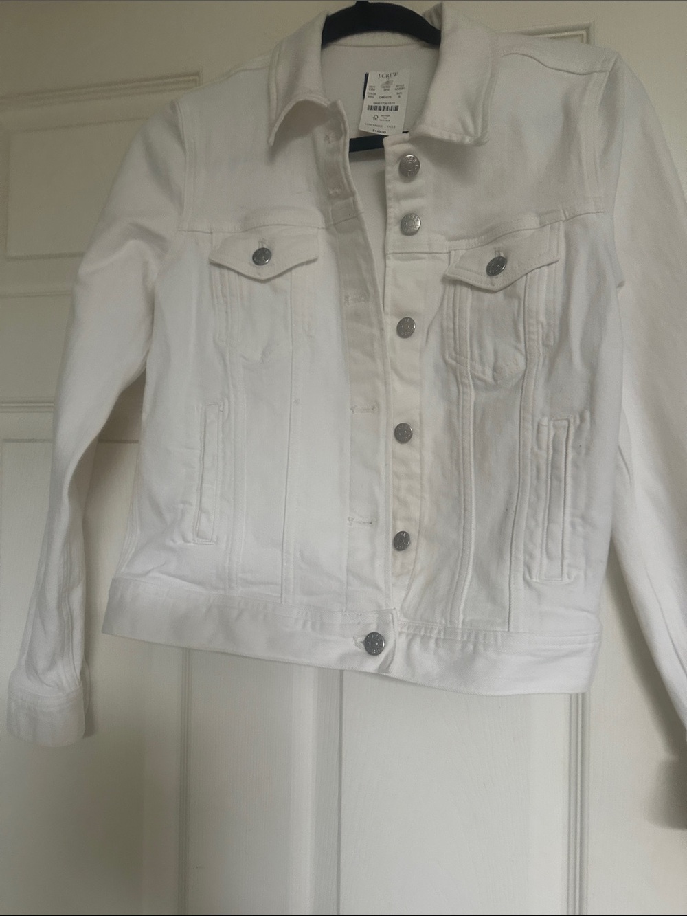J. Crew Factory White Denim Jean Jacket with Metal Buttons